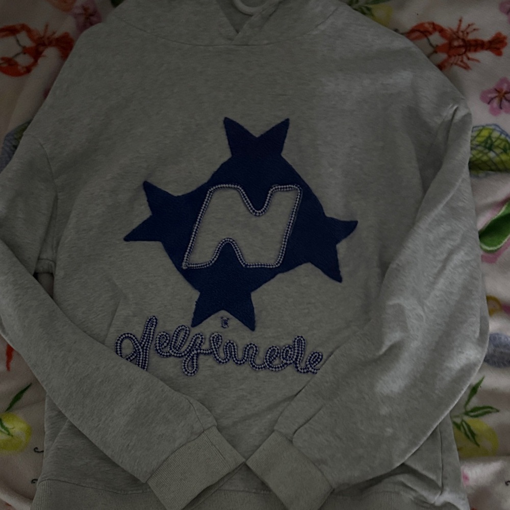Aelfric Eden Gray Hoodie with Subtle Blue Details